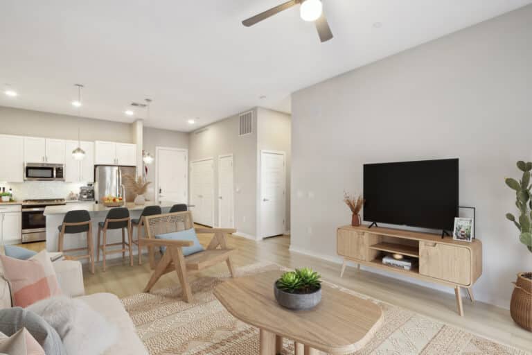 The Aston North Scottsdale apartments spacious living room.